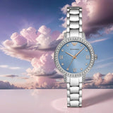Buy Shop Emporio Armani Cleo Sunray Blue Dial Silver Steel Strap Watch for Women - AR11585 USA Online