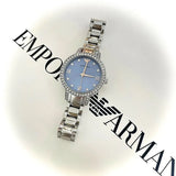 Buy Shop Emporio Armani Cleo Sunray Blue Dial Silver Steel Strap Watch for Women - AR11585 USA Online