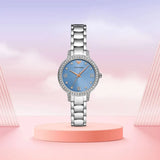Buy Shop Emporio Armani Cleo Sunray Blue Dial Silver Steel Strap Watch for Women - AR11585 USA Online