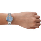 Buy Shop Emporio Armani Cleo Sunray Blue Dial Silver Steel Strap Watch for Women - AR11585 USA Online