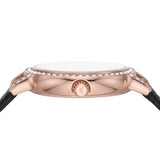 Buy Shop Emporio Armani Cleo Three-Hand Mother of Pearl Dial Black Leather Strap Watch For Women - AR11485 USA Online