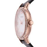 Buy Shop Emporio Armani Cleo Three-Hand Mother of Pearl Dial Black Leather Strap Watch For Women - AR11485 USA Online