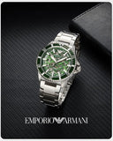 Buy Shop Emporio Armani Diver Automatic Green Dial Silver Steel Strap Watch For Men - AR60061 USA Online