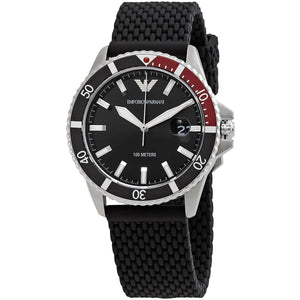 Buy Shop Emporio Armani Diver Black Dial Black Silicon Strap Watch for Men - AR11341 USA Online
