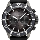Buy Shop Emporio Armani Diver Chronograph Black Dial Black Silicon Strap Watch For Men - AR11515 USA Online