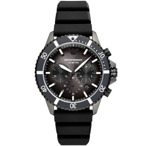 Buy Shop Emporio Armani Diver Chronograph Black Dial Black Silicon Strap Watch For Men - AR11515 USA Online
