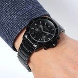 Buy Shop Emporio Armani Diver Chronograph Black Dial Black Steel Strap Watch For Men - AR11363 USA Online