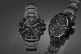 Buy Shop Emporio Armani Diver Chronograph Black Dial Black Steel Strap Watch For Men - AR11363 USA Online