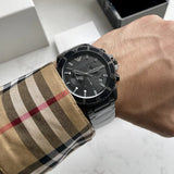 Buy Shop Emporio Armani Diver Chronograph Black Dial Black Steel Strap Watch For Men - AR11363 USA Online