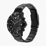 Buy Shop Emporio Armani Diver Chronograph Black Dial Black Steel Strap Watch For Men - AR11363 USA Online