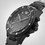 Buy Shop Emporio Armani Diver Chronograph Black Dial Black Steel Strap Watch For Men - AR11363 USA Online