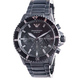 Buy Shop Emporio Armani Diver Chronograph Black Dial Black Steel Strap Watch For Men - AR11363 USA Online