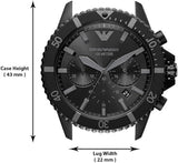 Buy Shop Emporio Armani Diver Chronograph Black Dial Black Steel Strap Watch For Men - AR11363 USA Online