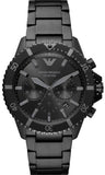 Buy Shop Emporio Armani Diver Chronograph Black Dial Black Steel Strap Watch For Men - AR11363 USA Online