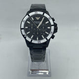 Buy Shop Emporio Armani Diver Chronograph Black Dial Black Steel Strap Watch For Men - AR80050 USA Online