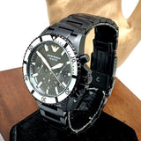 Buy Shop Emporio Armani Diver Chronograph Black Dial Black Steel Strap Watch For Men - AR80050 USA Online