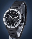 Buy Shop Emporio Armani Diver Chronograph Black Dial Black Steel Strap Watch For Men - AR80050 USA Online