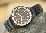 Buy Shop Emporio Armani Diver Chronograph Black Dial Black Steel Strap Watch For Men - AR80050 USA Online