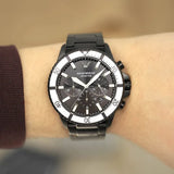 Buy Shop Emporio Armani Diver Chronograph Black Dial Black Steel Strap Watch For Men - AR80050 USA Online