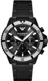 Buy Shop Emporio Armani Diver Chronograph Black Dial Black Steel Strap Watch For Men - AR80050 USA Online