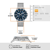 Buy Shop Emporio Armani Diver Chronograph Blue Dial Silver Mesh Strap Watch for Men - AR11587 USA Online