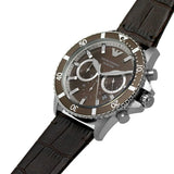 Buy Shop Emporio Armani Diver Chronograph Brown Dial Brown Leather Strap Watch For Men - AR11486 USA Online