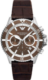 Buy Shop Emporio Armani Diver Chronograph Brown Dial Brown Leather Strap Watch For Men - AR11486 USA Online