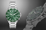 Buy Shop Emporio Armani Diver Chronograph Green Dial Silver Steel Strap Watch For Men - AR11500 USA Online