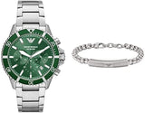 Buy Shop Emporio Armani Diver Chronograph Green Dial Silver Steel Strap Watch For Men - AR11500 USA Online