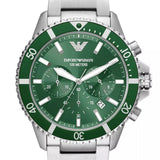 Buy Shop Emporio Armani Diver Chronograph Green Dial Silver Steel Strap Watch For Men - AR11500 USA Online
