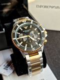 Buy Shop Emporio Armani Diver Chronograph Green Dial Two Tone Steel Strap Watch For Men - AR11361 USA Online