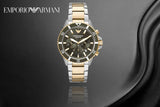 Buy Shop Emporio Armani Diver Chronograph Green Dial Two Tone Steel Strap Watch For Men - AR11361 USA Online