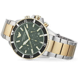 Buy Shop Emporio Armani Diver Chronograph Green Dial Two Tone Steel Strap Watch For Men - AR11361 USA Online