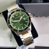 Buy Shop Emporio Armani Diver Chronograph Green Dial Two Tone Steel Strap Watch For Men - AR80063 USA Online