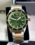 Buy Shop Emporio Armani Diver Chronograph Green Dial Two Tone Steel Strap Watch For Men - AR80063 USA Online