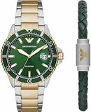 Buy Shop Emporio Armani Diver Chronograph Green Dial Two Tone Steel Strap Watch For Men - AR80063 USA Online