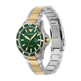 Buy Shop Emporio Armani Diver Chronograph Green Dial Two Tone Steel Strap Watch For Men - AR80063 USA Online
