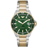 Buy Shop Emporio Armani Diver Chronograph Green Dial Two Tone Steel Strap Watch For Men - AR80063 USA Online