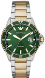 Buy Shop Emporio Armani Diver Chronograph Green Dial Two Tone Steel Strap Watch For Men - AR80063 USA Online
