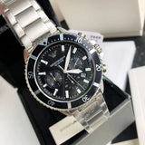 Buy Shop Emporio Armani Diver Chronograph Quartz Black Dial Silver Steel Strap Watch For Men - AR11360 USA Online