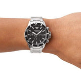 Buy Shop Emporio Armani Diver Chronograph Quartz Black Dial Silver Steel Strap Watch For Men - AR11360 USA Online