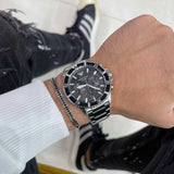 Buy Shop Emporio Armani Diver Chronograph Quartz Black Dial Silver Steel Strap Watch For Men - AR11360 USA Online