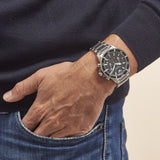 Buy Shop Emporio Armani Diver Chronograph Quartz Black Dial Silver Steel Strap Watch For Men - AR11360 USA Online
