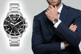 Buy Shop Emporio Armani Diver Chronograph Quartz Black Dial Silver Steel Strap Watch For Men - AR11360 USA Online