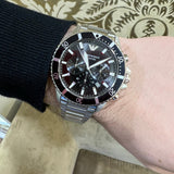 Buy Shop Emporio Armani Diver Chronograph Quartz Black Dial Silver Steel Strap Watch For Men - AR11360 USA Online