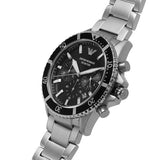 Buy Shop Emporio Armani Diver Chronograph Quartz Black Dial Silver Steel Strap Watch For Men - AR11360 USA Online