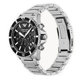 Buy Shop Emporio Armani Diver Chronograph Quartz Black Dial Silver Steel Strap Watch For Men - AR11360 USA Online