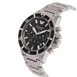 Buy Shop Emporio Armani Diver Chronograph Quartz Black Dial Silver Steel Strap Watch For Men - AR11360 USA Online