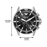 Buy Shop Emporio Armani Diver Chronograph Quartz Black Dial Silver Steel Strap Watch For Men - AR11360 USA Online