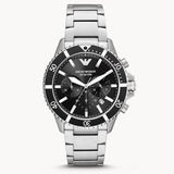 Buy Shop Emporio Armani Diver Chronograph Quartz Black Dial Silver Steel Strap Watch For Men - AR11360 USA Online